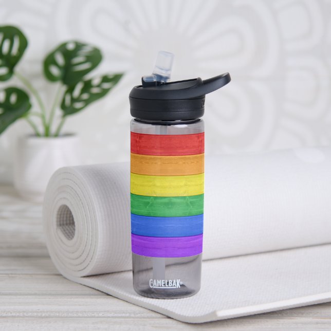 SlipperyJoe's Stolz Holzflagge horizontalen Regenb Trinkflasche (Yoga)
