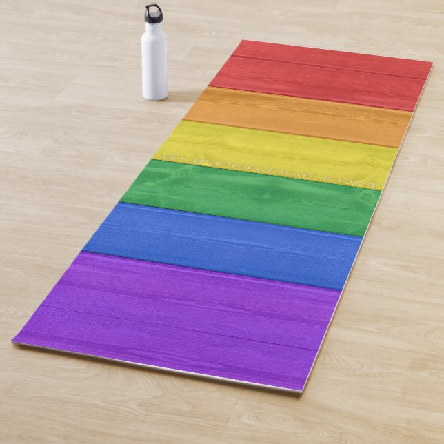 SlipperyJoe's Stolz Holzflagge horizontalen Regenb Yogamatte (Beispiel)