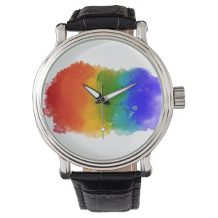 SlipperyJoe's Stolz Spritzer Regenbogenfarben Vibr Armbanduhr
