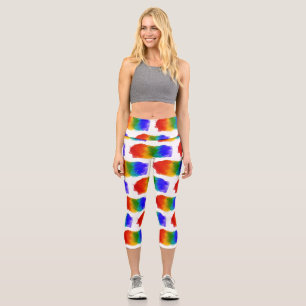 SlipperyJoe's Stolz Spritzer Regenbogenfarben Vibr Capri Leggings