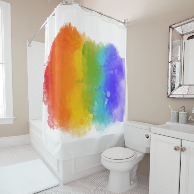 SlipperyJoe's Stolz Spritzer Regenbogenfarben Vibr Duschvorhang (Beispiel)