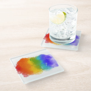 SlipperyJoe's Stolz Spritzer Regenbogenfarben Vibr Glasuntersetzer