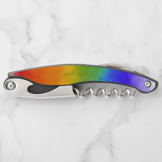 SlipperyJoe's Stolz Spritzer Regenbogenfarben Vibr Kellnermesser (Vorderseite)
