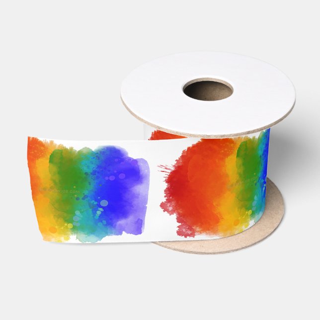 SlipperyJoe's Stolz Spritzer Regenbogenfarben Vibr Satinband (Spule)