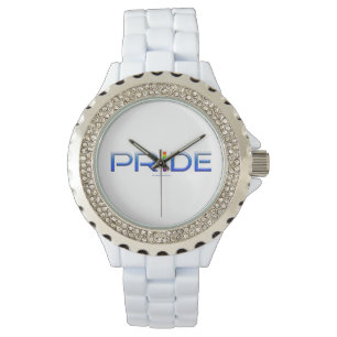 SlipperyJoe's Stolz Wort metallene Buchstaben stra Armbanduhr
