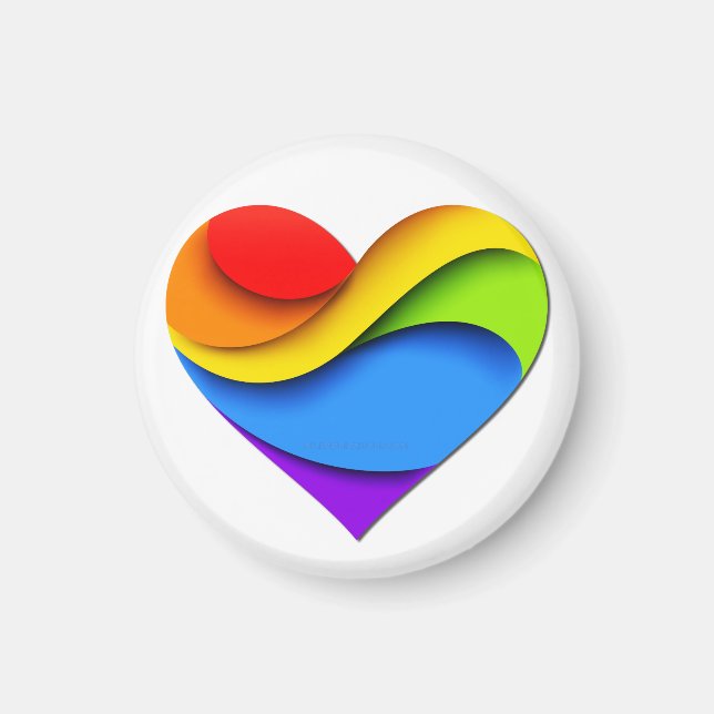 SlipperyJoe's stolze Herzkurve Form 3-D drei-d Magnet (Vorne)