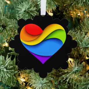 SlipperyJoe's stolze Herzkurve Form 3-D drei-d Ornament Karte