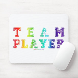 SlipperyJoe's Team Player Worte Stolz Farben Regen Mousepad