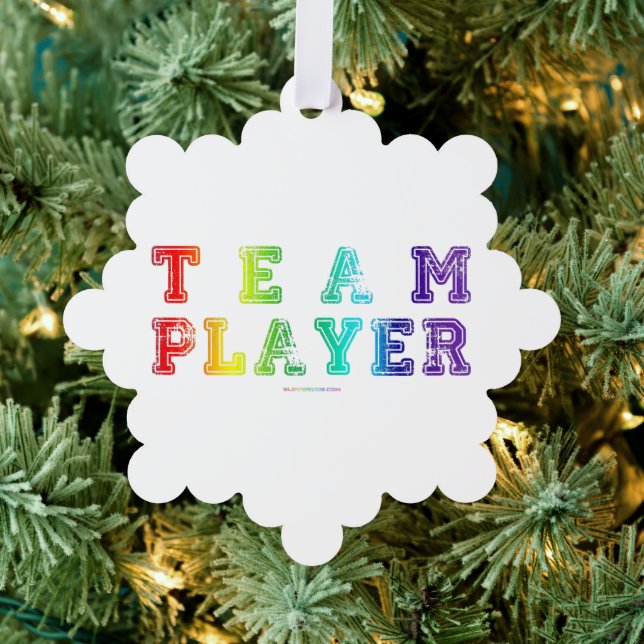 SlipperyJoe's Team Player-Wörter Farbverlauf Regen Ornament Karte (Insitu (Baum))