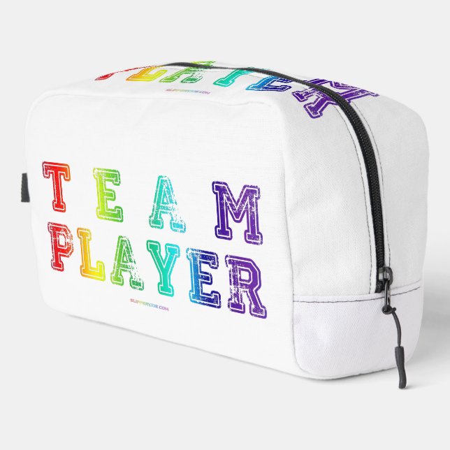 SlipperyJoe's Team Player-Wörter Farbverlauf Regen Waschbeutel (Rechte Ecke)