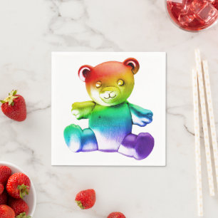 SlipperyJoe's Teddybär aus gebürstetem Metall, gla Serviette