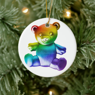 SlipperyJoe's Teddybär aus gebürstetem Metall, san Keramik Ornament