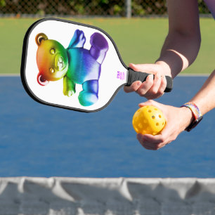 SlipperyJoe's Teddybär aus gebürstetem Metall, san Pickleball Schläger