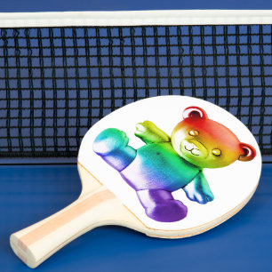 SlipperyJoe's Teddybär aus gebürstetem Metall, san Tischtennis Schläger