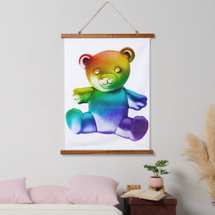 SlipperyJoe's Teddybär aus gebürstetem Metall, san Wandteppich Mit Holzrahmen