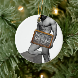 SlipperyJoe's Thanksgiving-Tradition muskulöser Ma Keramik Ornament