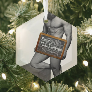 SlipperyJoe's Thanksgiving-Tradition muskulöser Ma Ornament Aus Glas