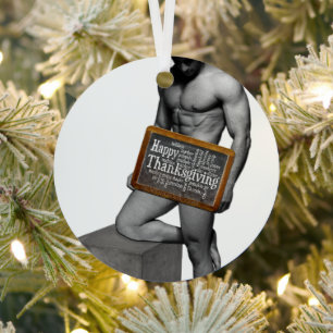 SlipperyJoe's Thanksgiving-Tradition muskulöser Ma Ornament Aus Metall