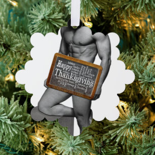 SlipperyJoe's Thanksgiving-Tradition muskulöser mä Ornament Karte