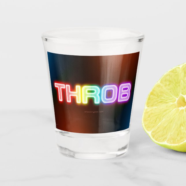 SlipperyJoe's throb Regenbogenförmige Gradientendi Schnapsglas (Vorderseite)