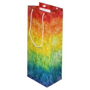 SlipperyJoe's tie-gefärbte Flagge Regenbogen in et Geschenktüte Für Weinflaschen