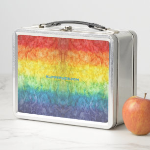 SlipperyJoe's tie-gefärbte Flagge Regenbogen in et Metall Brotdose