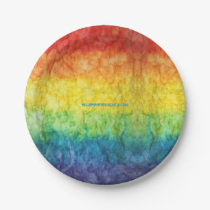 SlipperyJoe's tie-gefärbte Flagge Regenbogen in et Pappteller