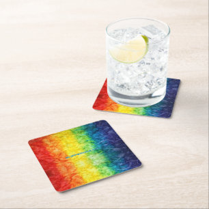 SlipperyJoe's tie-gefärbte Flagge Regenbogen in et Rechteckiger Pappuntersetzer