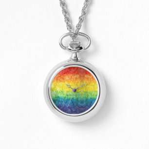 SlipperyJoes tie-gefärbte Flagge Regenbogen in s g Armbanduhr