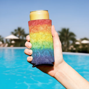 SlipperyJoes tie-gefärbte Flagge Regenbogen in s g Selters Dosenkühler