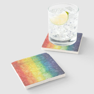 SlipperyJoes tie-gefärbte Flagge Regenbogen in s g Steinuntersetzer