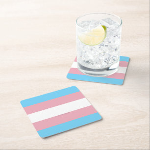 SlipperyJoe's Transgender-Stolzflagge Sichtbarkeit Rechteckiger Pappuntersetzer