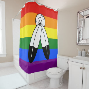 SlipperyJoe's Two-Spirit-Stolzflagge Indigene Symb Duschvorhang
