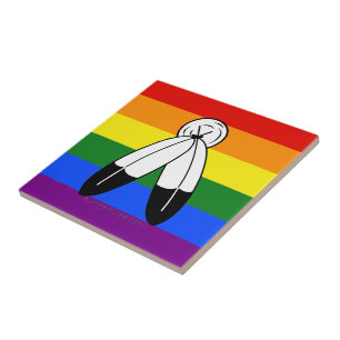 SlipperyJoe's Two-Spirit-Stolzflagge Indigene Symb Fliese