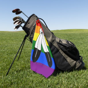 SlipperyJoe's Two-Spirit-Stolzflagge Indigene Symb Golfhandtuch