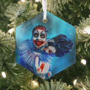 SlipperyJoe's unheimliche Halloween-Clown-Figur be Ornament Aus Glas