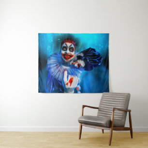 SlipperyJoe's unheimliche Halloween-Clown-Figur be Wandteppich