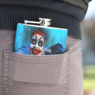SlipperyJoe's unheimliche Halloween-Clown-Figur ve Flachmann