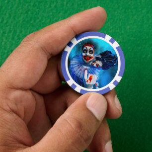 SlipperyJoe's unheimliche Halloween-Clown-Figur ve Pokerchips