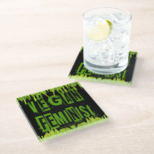 SlipperyJoe's vegane feministische aufmerksamkeits Glasuntersetzer