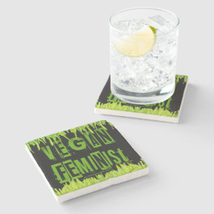 SlipperyJoe's Veganer feministischer Gräser-Wortbl Steinuntersetzer