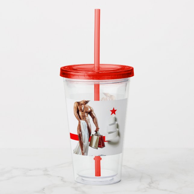 SlipperyJoe's Weihnachts-Shopping-White Paper Spir Acryltrinkbecher (Vorderseite)
