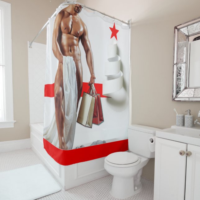 SlipperyJoe's Weihnachts-Shopping-White Paper Spir Duschvorhang (Beispiel)