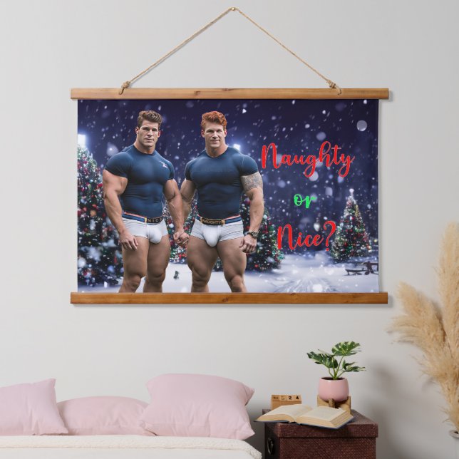 SlipperyJoe's Weihnachtsbäume Urlaub bunt vib Wandteppich Mit Holzrahmen (Schlafzimmer)