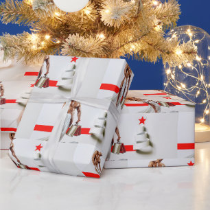 SlipperyJoe's Weihnachtseinkauf weißes Papier Spir Geschenkpapier