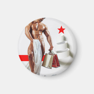 SlipperyJoe's Weihnachtseinkauf weißes Papier Spir Magnet