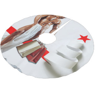 SlipperyJoe's Weihnachtseinkauf weißes Papier Spir Polyester Weihnachtsbaumdecke