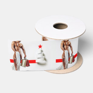 SlipperyJoe's Weihnachtseinkauf weißes Papier Spir Satinband
