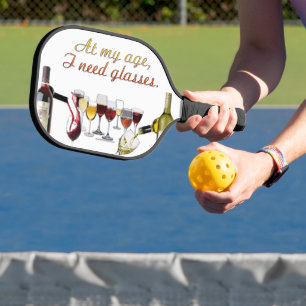 SlipperyJoe's Weingläser freche Wortspielerei rot Pickleball Schläger