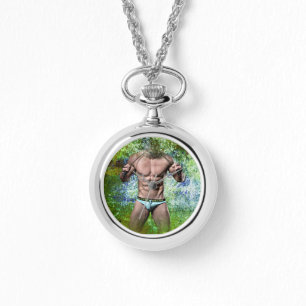 SlipperyJoe's weißer muskulöser sexy Mann Speedo s Armbanduhr
